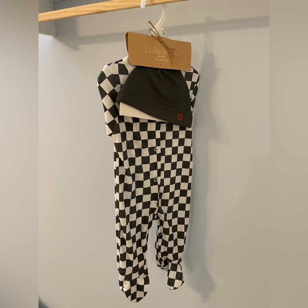 Gray and white checkered. buttons super soft cotton. I have two available.